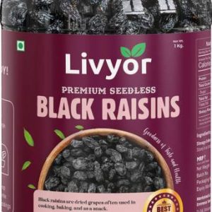 LIVYOR Afghani Black Raisins Seedless | Dry Fruits Rais...