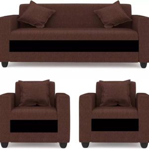 TAKELWOOD FABRIC 5 SEATER SOFA SET Brown&Black color Fa...