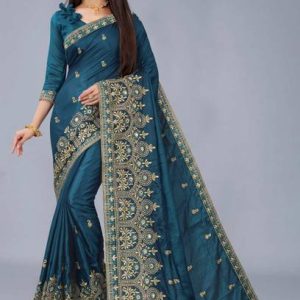 HouseOfCommon Printed, Self Design, Embroidered Bollywood Georgette S...