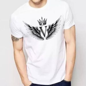 JH STYLE Men Typography Round Neck Polyester White T-Shirt
