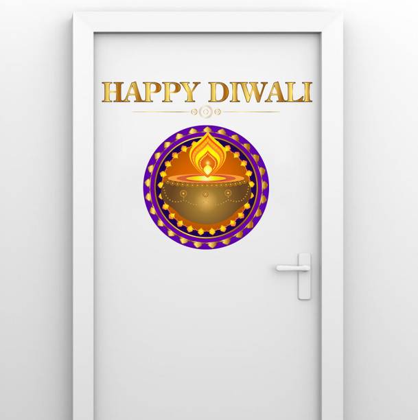 Burhani Decor 46 cm Happy Diwali Self Adhesive Sticker