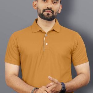 VeBNoR Men Solid Polo Neck Polyester Yellow T-Shirt