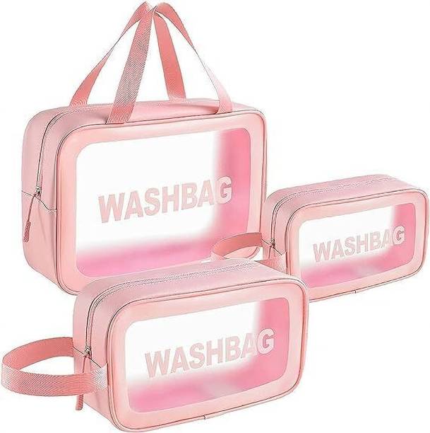 hbsentrprise 3 Pcs Set Wash Bag pink