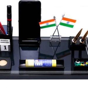 HolyWell 5 Compartments Acrylic Plastic Pen Stand