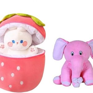 ATHRAVTOYS Fruit Strawberry Bunny Rabbit With Pink Sitt...