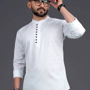 ethenic choice Men Solid Cotton Blend Straight Kurta