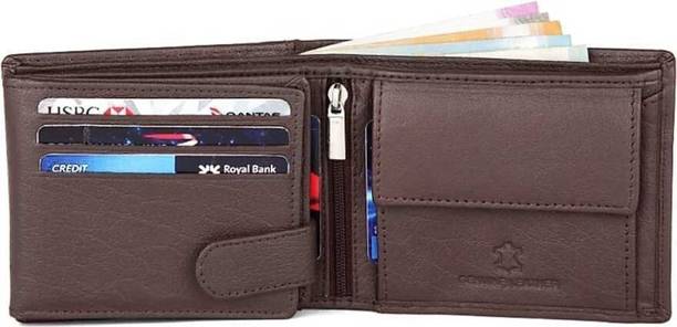 ree cope Men Formal, Trendy Brown Genuine Leather RFID Wallet
