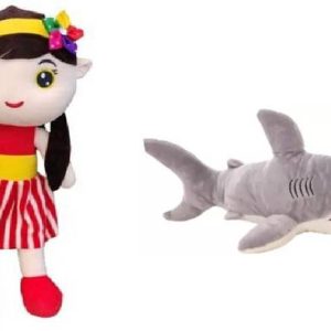 Nihan Enterprises Stuffed Soft Grey Shark with Beautifu...
