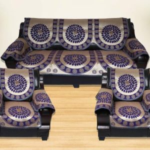 Azotica Cotton Floral 3+1+1 Seater Sofa Cover
