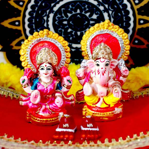 Bossify Beautiful Handcrafted Clay Laxmi Ganesh Murti f...