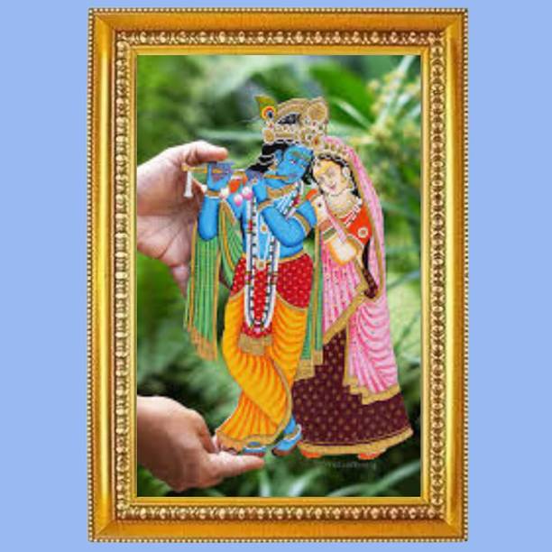 SHRION Radha Krishna Photo Frame | Golden Decorative Sp...