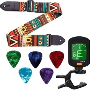 AMG Music 360° Digital Guitar Tuner with Guitar Strap C...