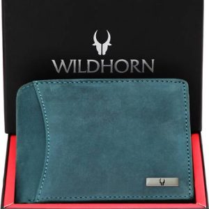 WILDHORN Men Casual Blue Genuine Leather Wallet