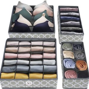 NFI essentials Set of 4 Foldable Storage Box Drawer Div...