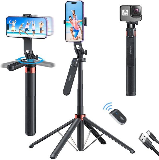 RETRACK P185 1.8M Long Aluminum Tripod 360° Rotating 1/...