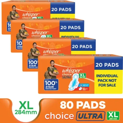 Whisper CHOICE ULTRA XL, UPTO 100% STAIN PROTECTION ALL DAY Sanitary Pad  (Pack of 80)