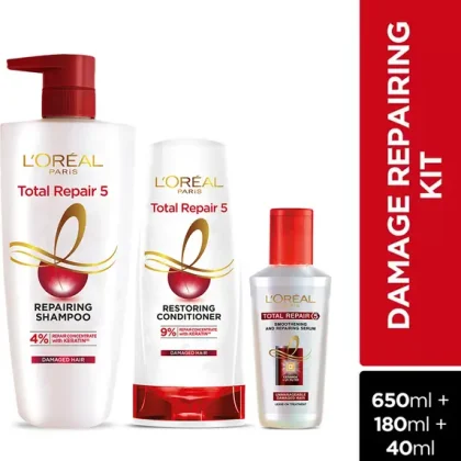 L’Oréal Paris Total Repair 5 Shampoo 650ml + Conditioner 180ml + Serum 40ml  (3 Items in the set)