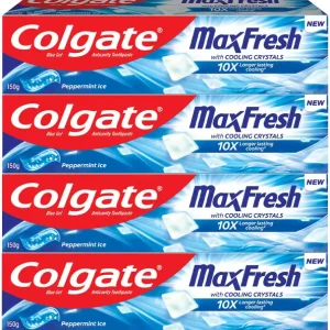 Colgate MaxFresh Toothpaste, Blue Gel Paste with Menthol - Peppermint Ice (Combo Pack) Toothpaste  (600 g, Pack of 4)