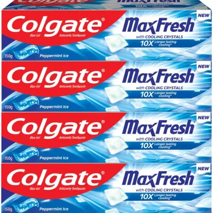Colgate MaxFresh Toothpaste, Blue Gel Paste with Menthol – Peppermint Ice (Combo Pack) Toothpaste (600 g, Pack of 4)