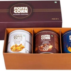 poppacorn Gourmet Popcorn Gift Pack Popcorn Brown Pack, Choco Crunch, Butter Toffee, Salted Caramel Popcorn