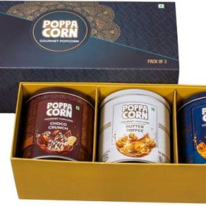 poppacorn Gourmet Popcorn Gift Pack Popcorn Salted Caramel, Choco Crunch, Butter Toffee Popcorn