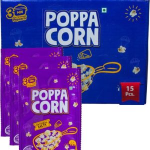 poppacorn Imported Gourmet Salty Popcorn 70gX15 Pouches Big Size High Expansion Natural Salty Popcorn