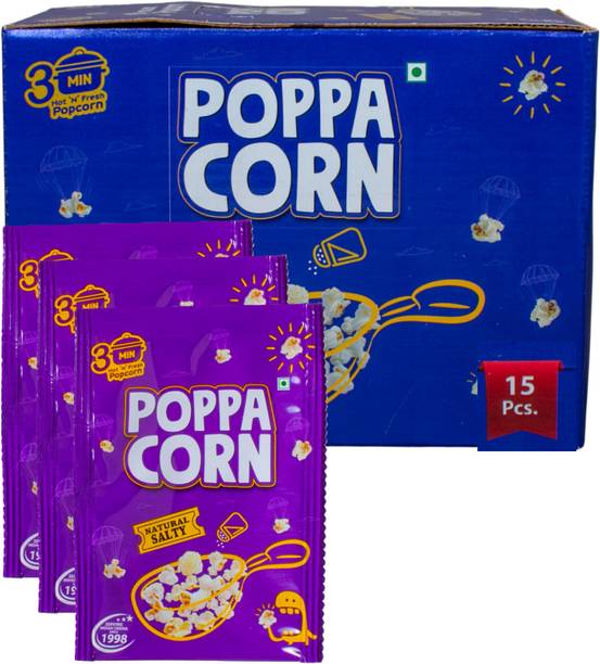 poppacorn Imported Gourmet Salty Popcorn 70gX15 Pouches Big Size High Expansion Natural Salty Popcorn