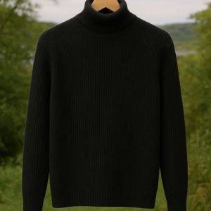 sarah Enterprises Men Solid Turtle Neck Black Sweater