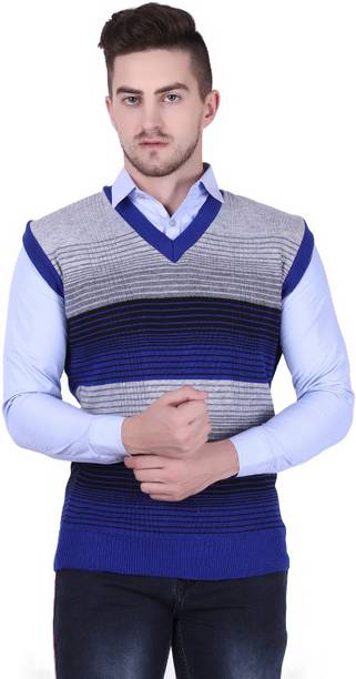 stars collection Men Woven V Neck Multicolor Sweater