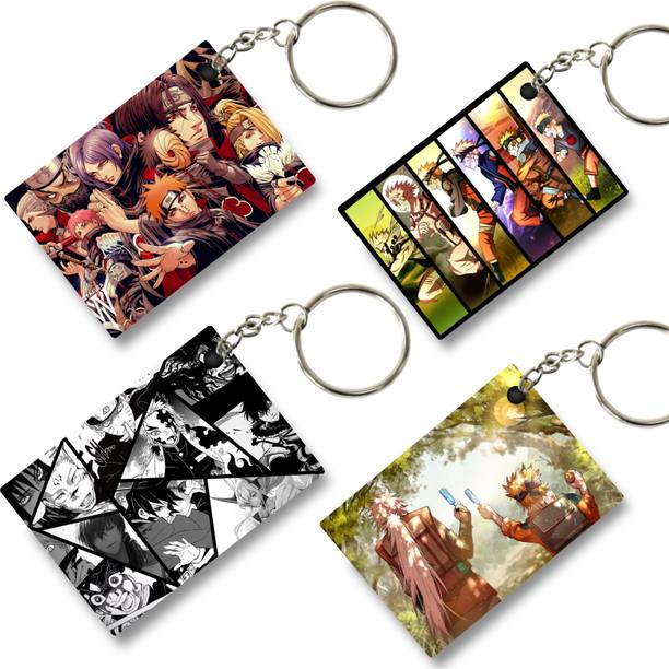 Replix Premium (Pack of 4) Naruto-3 Anime Printed Keychain For...