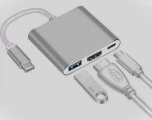 HRYFiNE 3IN1 USB C to HDMI Multiport Adapter, Type-C Hub HDMI 4K Output USB 3.0 Port and USB-C Chargin...