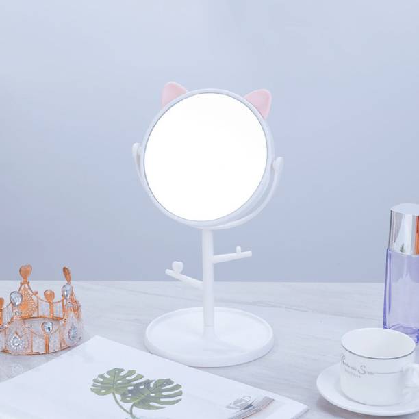 HEXONIQ Cute Cat Ear Tabletop Makeup Mirror, Rotatable ...