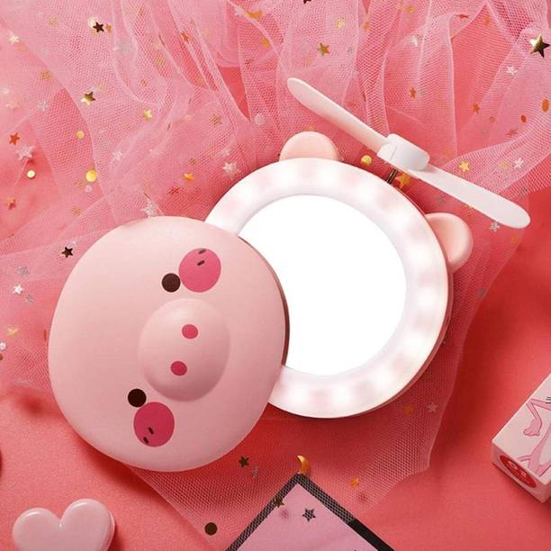 VAGMI Rechargeable Pig Cartoon Travel Makeup Mirror, Co...
