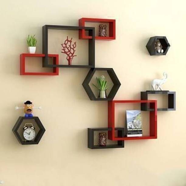 classiconline Wooden Wall MDF Interlock And Hexa Shelve...