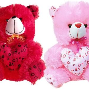 Trendller Red and Pink 2 Teddy Combo 13 Inch for Birthd...