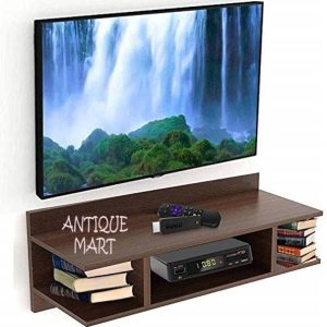 ANTIQUE MART TV Setup Box & Remote Stand Wooden Wall Sh...