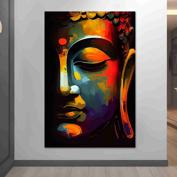 saf Lord Buddha Unframed vinyl Sparkle Coated Painting ...
