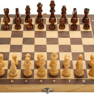 WECAN FASHION 2in1 Wooden Chess Checkers Tournament Mag...