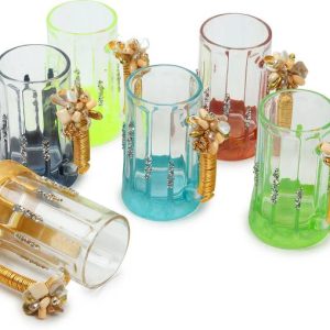 SAJJA KREATION (Pack of 6) Colorful Beer Glasses for Wh...