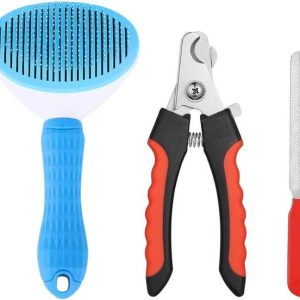 PSK PET MART Oval Slicker Brush and nail cutter set for...