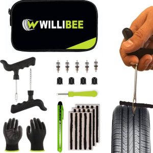 WILLIBEE 9-in-1 Tubeless Tyre Puncher Repair Kit for Bi...