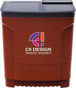 Godrej 8 kg 460 W PowerMax Wash Motor, Boderless Design With Toughened Glass Lid Semi Automatic Top Lo...