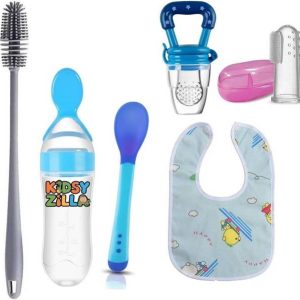 Kidsy Zilla Baby Spoon Bottle, Nibbler, Spoon, Bib, Fin...