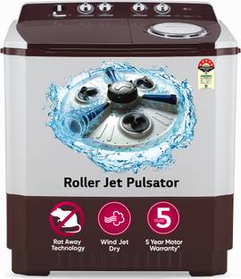 LG 10 kg 5 Star with Roller Jet Pulsator with Soak, Wind Jet Dry and Rat Away, 6.5 Kg (Spin Tub Capaci...