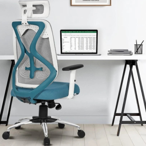 Da URBAN Merlion Teal & White High Back Ergonomic Mesh ...