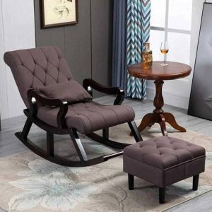 wooden luxury Rocker Rocking Chair with footrest Reclin...