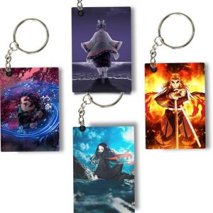 Replix Premium (Pack of 4) Demon Slayer Anime Printed Keychain...