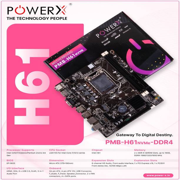 powerx 9849553149 LGA 1155Socket ATX Intel H61 Chipset ...