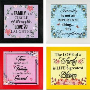 Indianara Set of 4 Family Quote Framed Wall Hanging Lam...