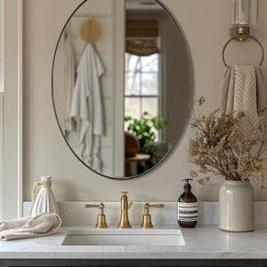 Adinath Creators oval 12*18 bevelled mirror Bathroom Mi...